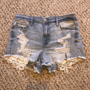 Lightwash Distressed Denim Jean Shorts